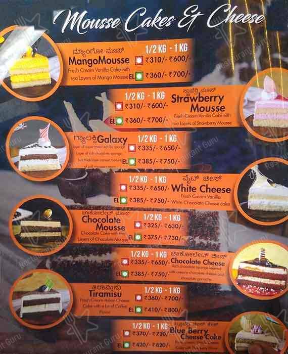 Amma's Pastries cakes kothanur menu