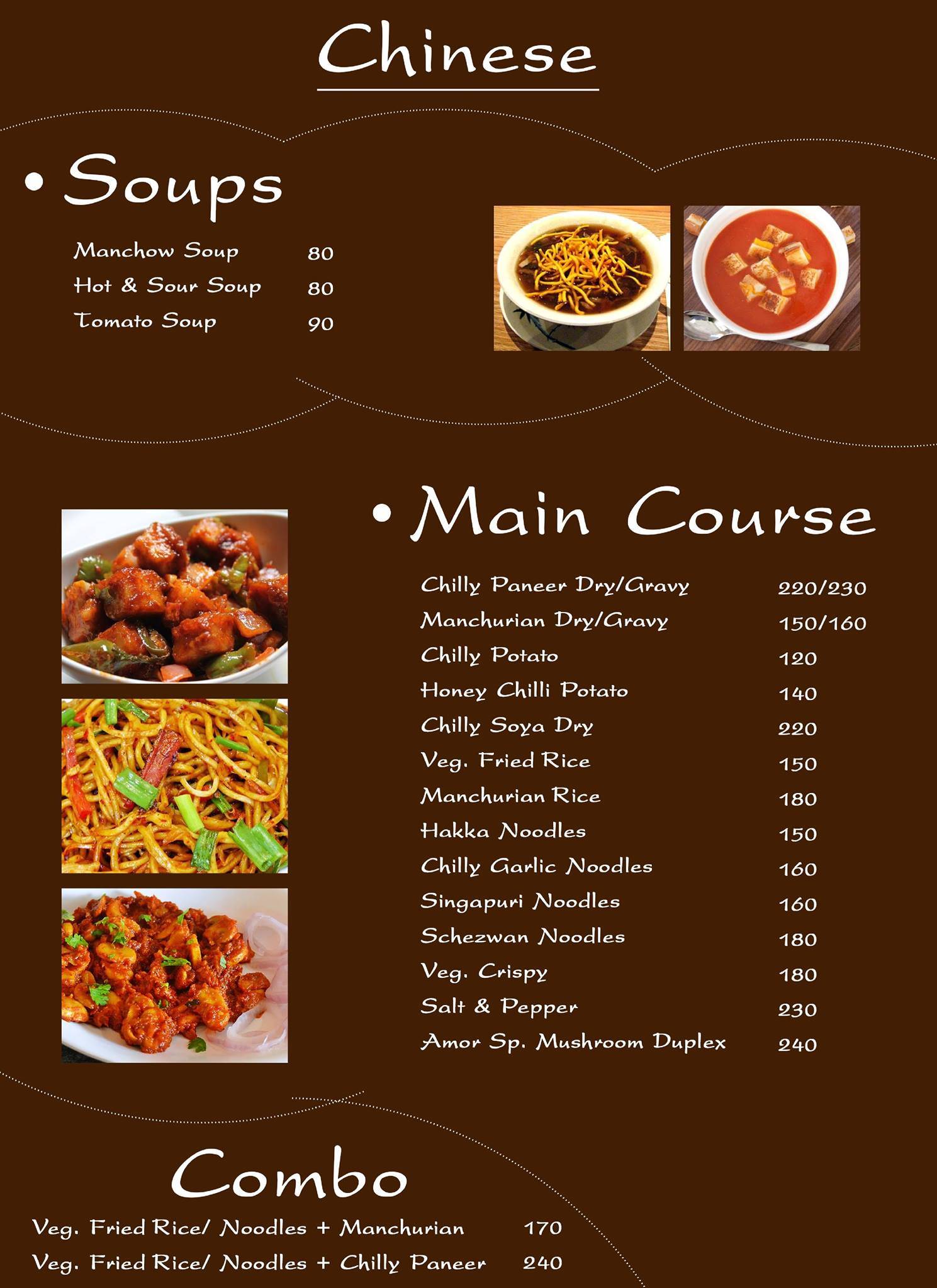 Amor Restaurant menu