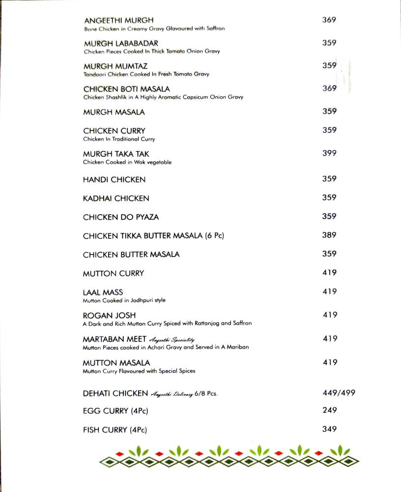 Angeethi Cafe menu