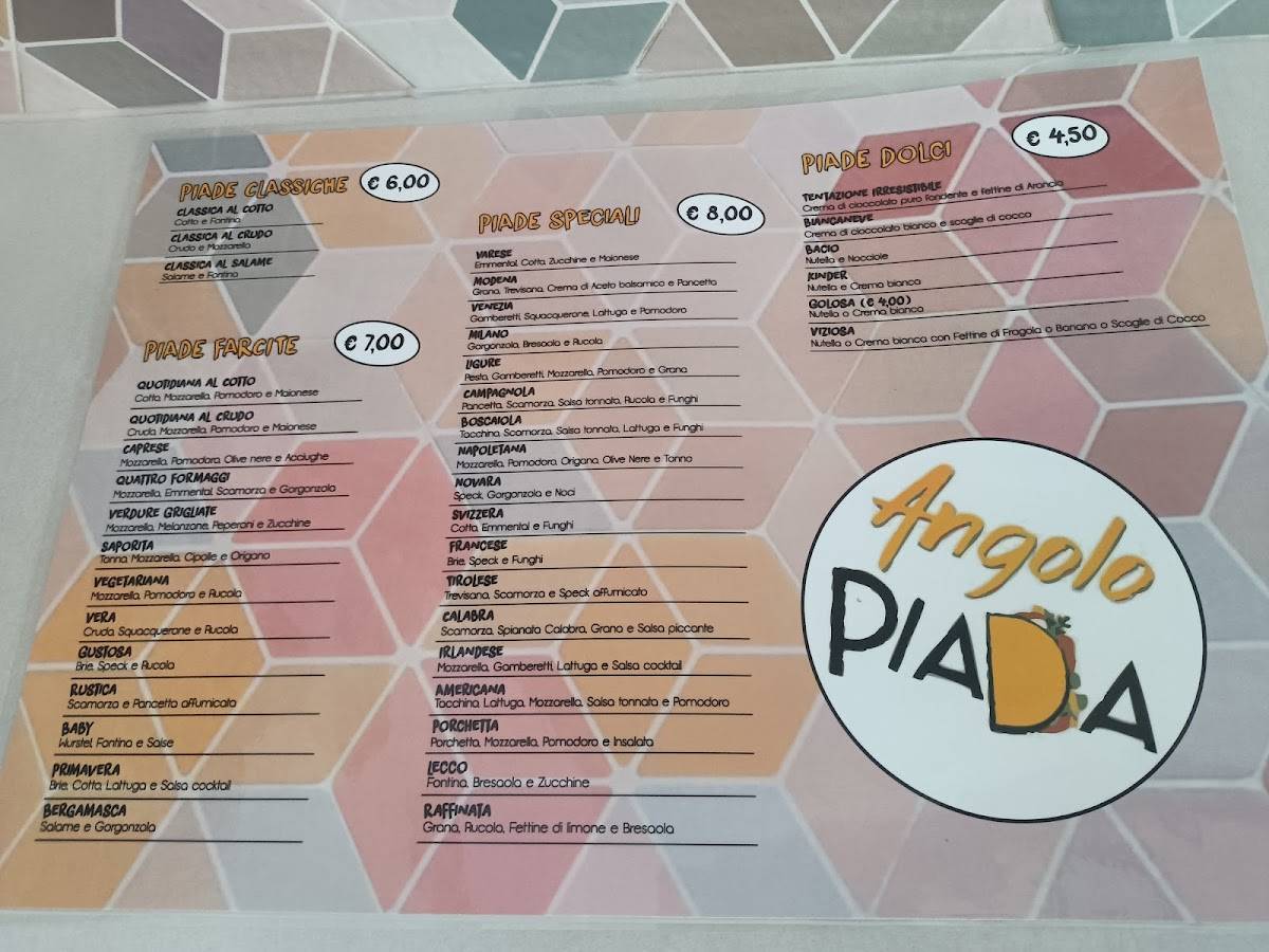 Menu di Angolo Piada 