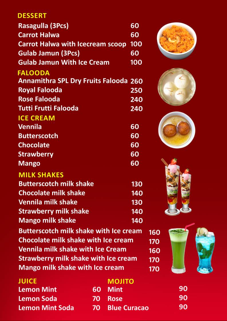 Annamithra menu