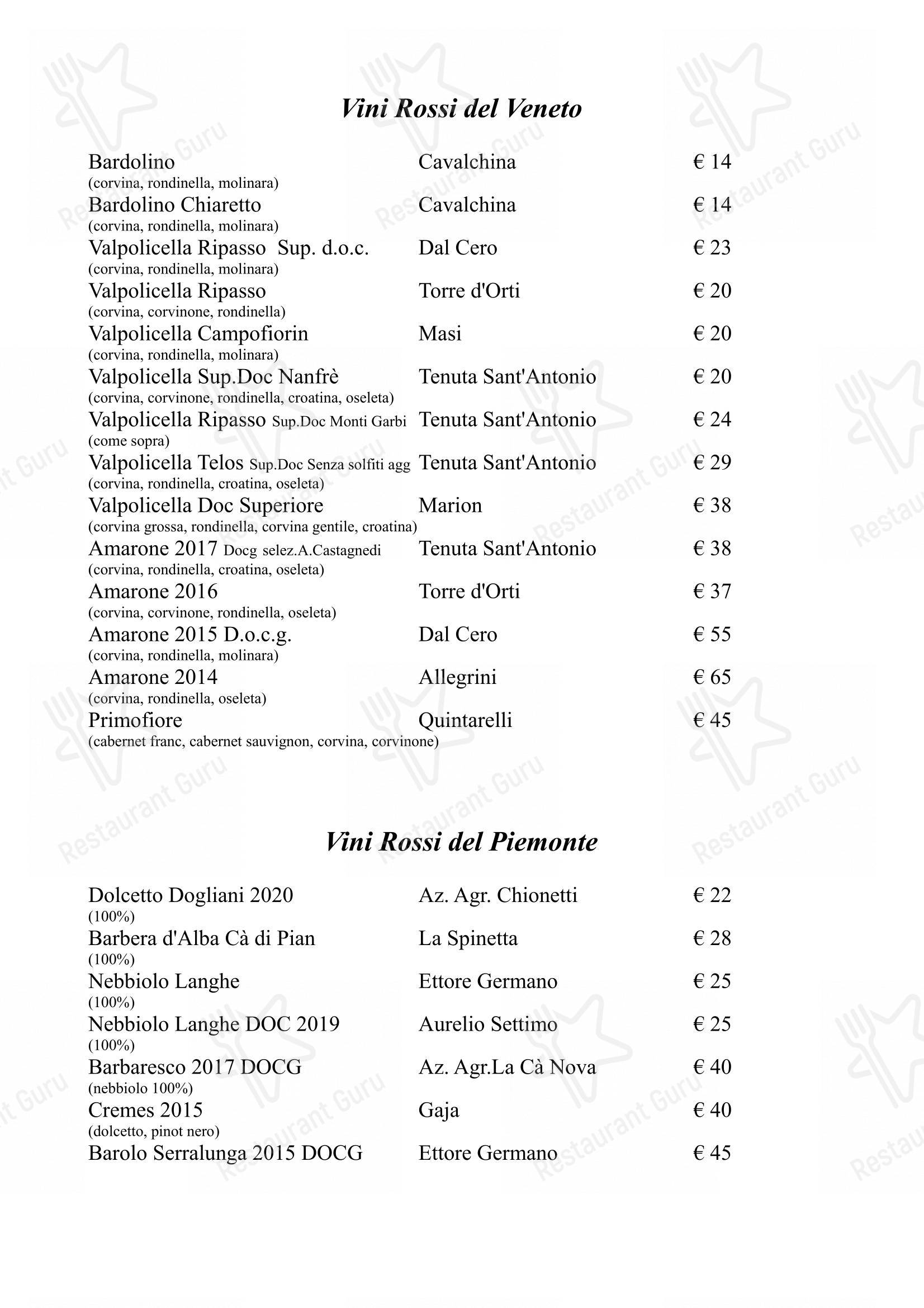 Antica Osteria Ai Ranari in Mantova - 菜单