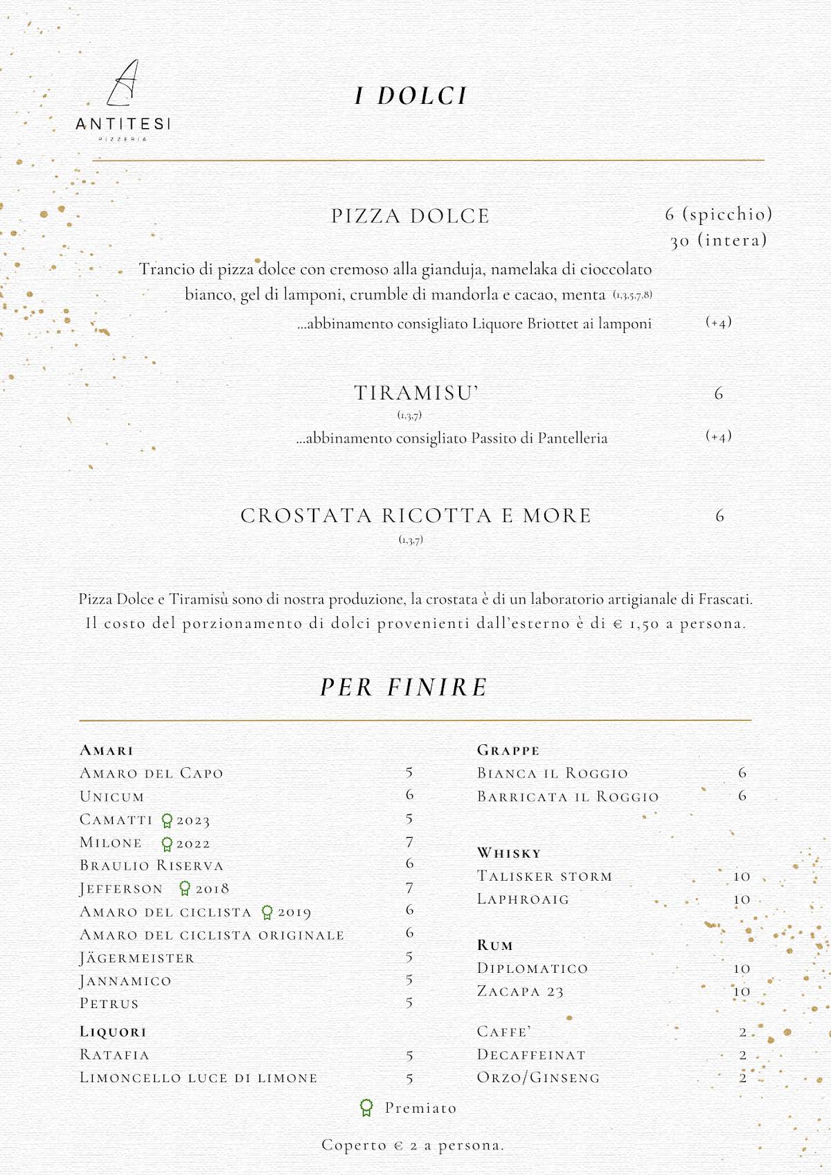 Menu di Antitesi Pizzeria 