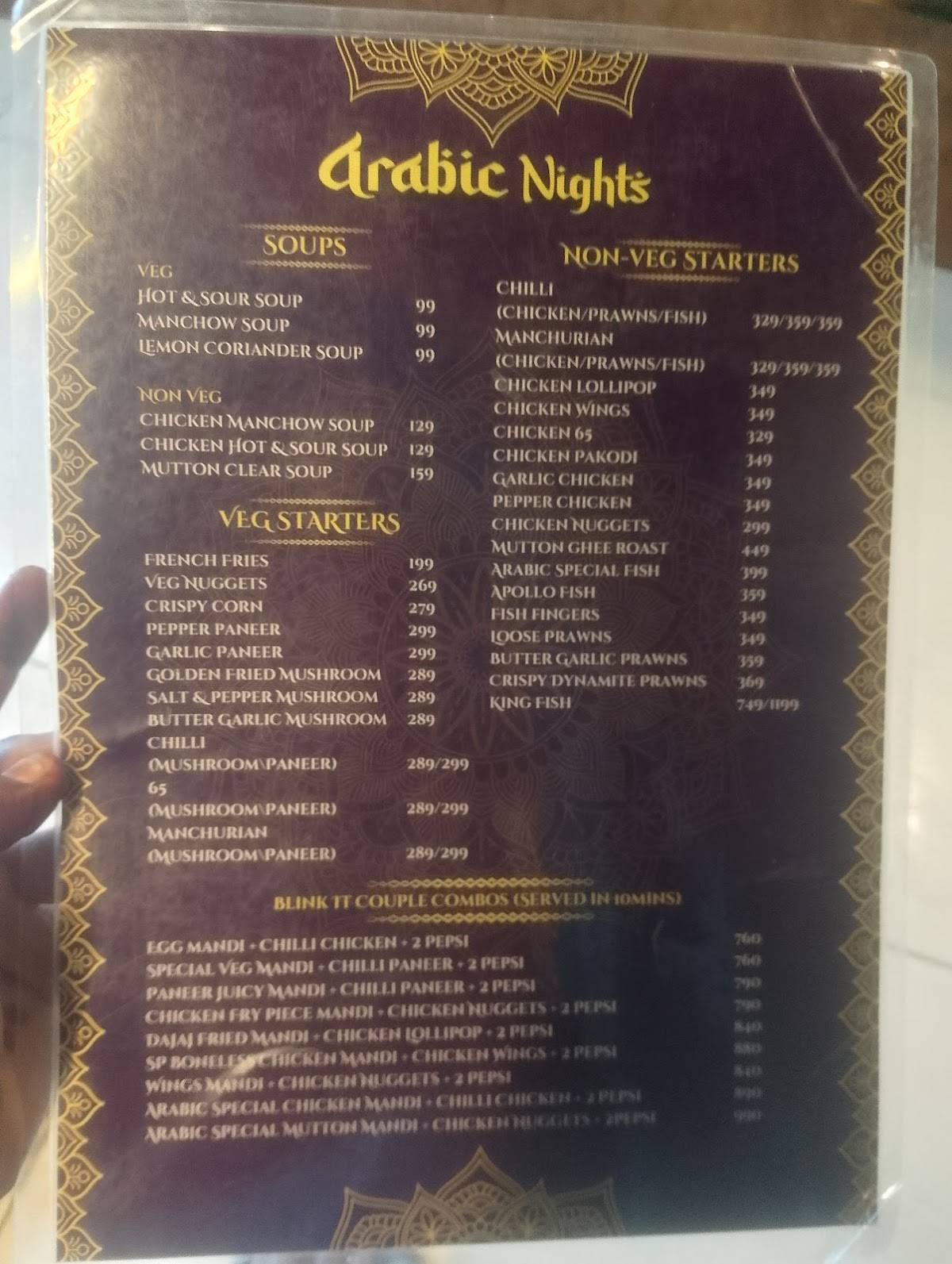 Arabic Nights Mandi Restaurant menu