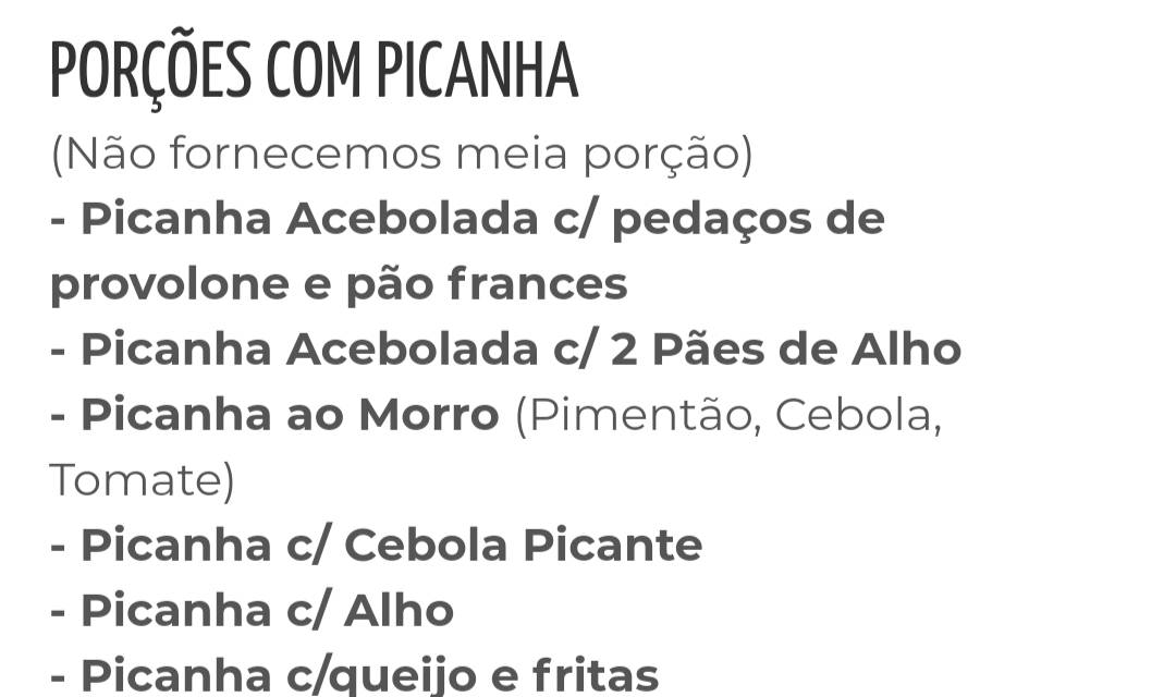 Restaurante Morro do Ronque cardápio