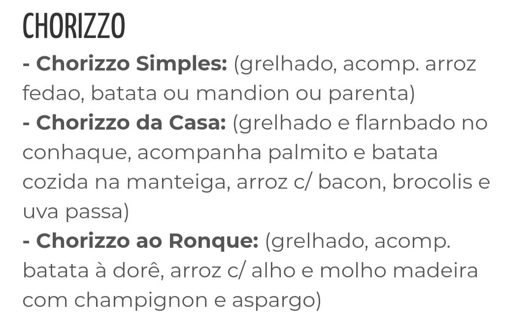 Restaurante Morro do Ronque cardápio