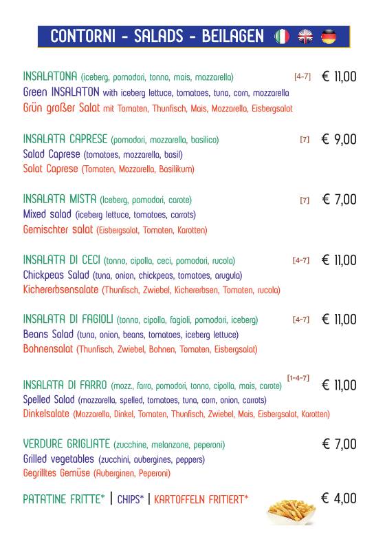 Menu di Beach Bar Babilonia 