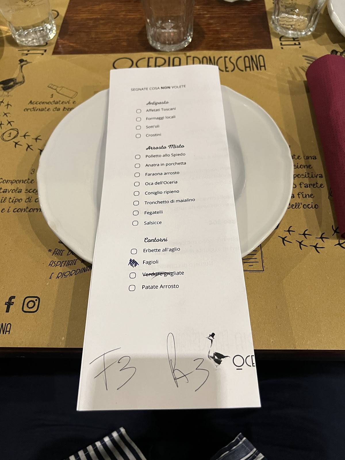 Menu di Oceria Francescana 