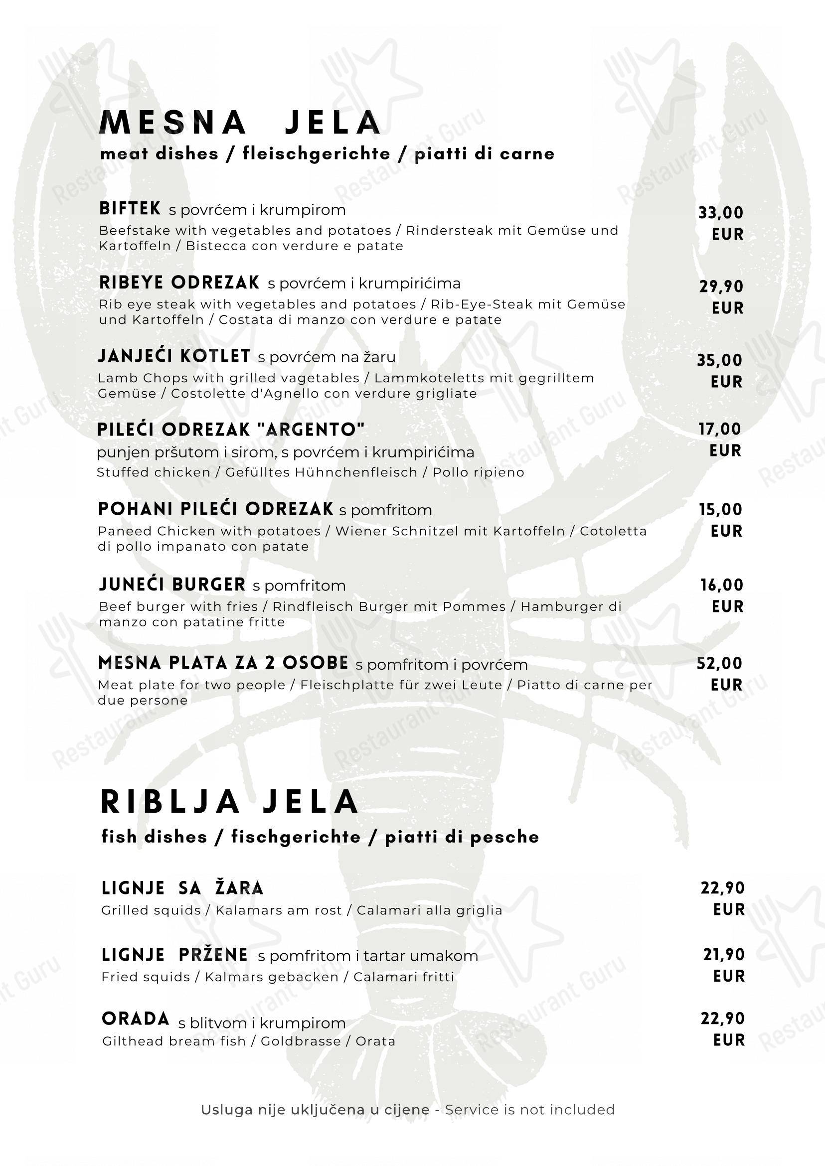 Menu di Argento - Menu