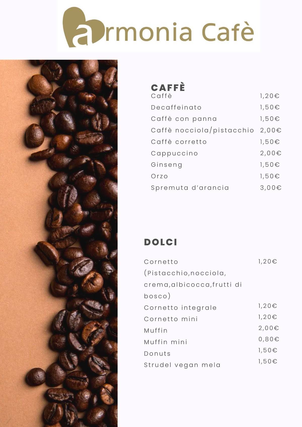Menu di Armonia Cafè 