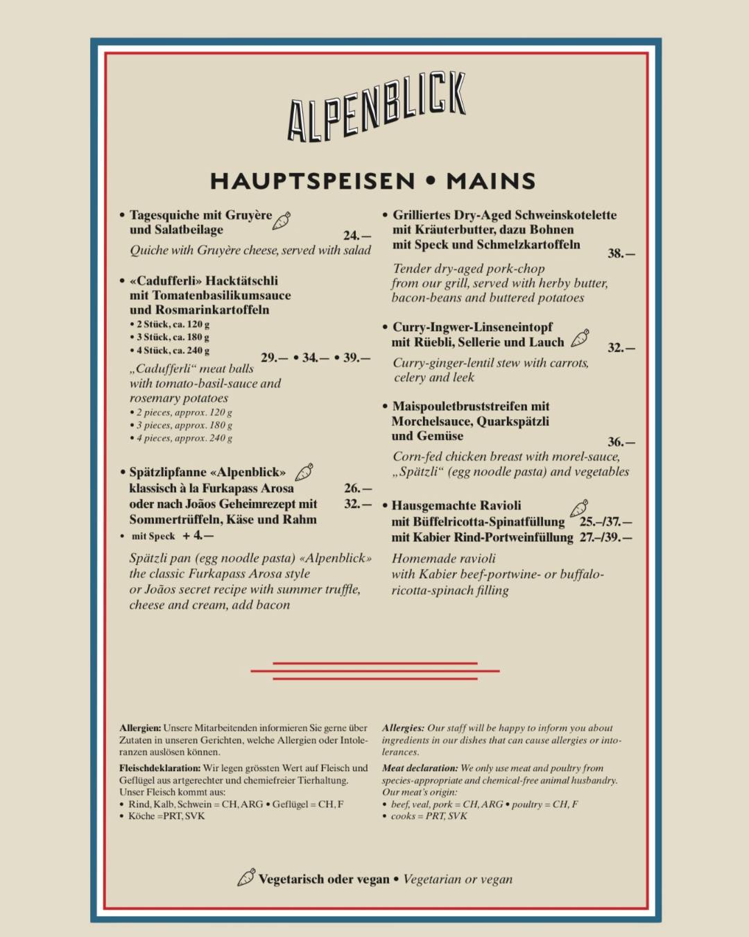 Menu di Alpenblick Bergrestaurant & Hotel