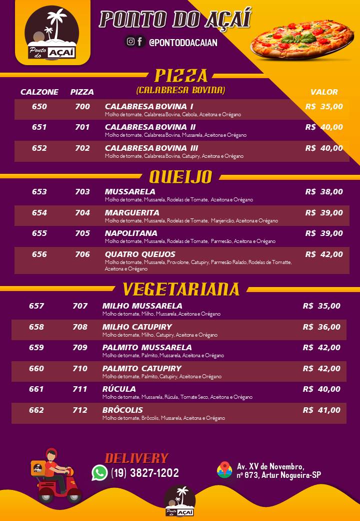 Ponto Do Acai cardápio