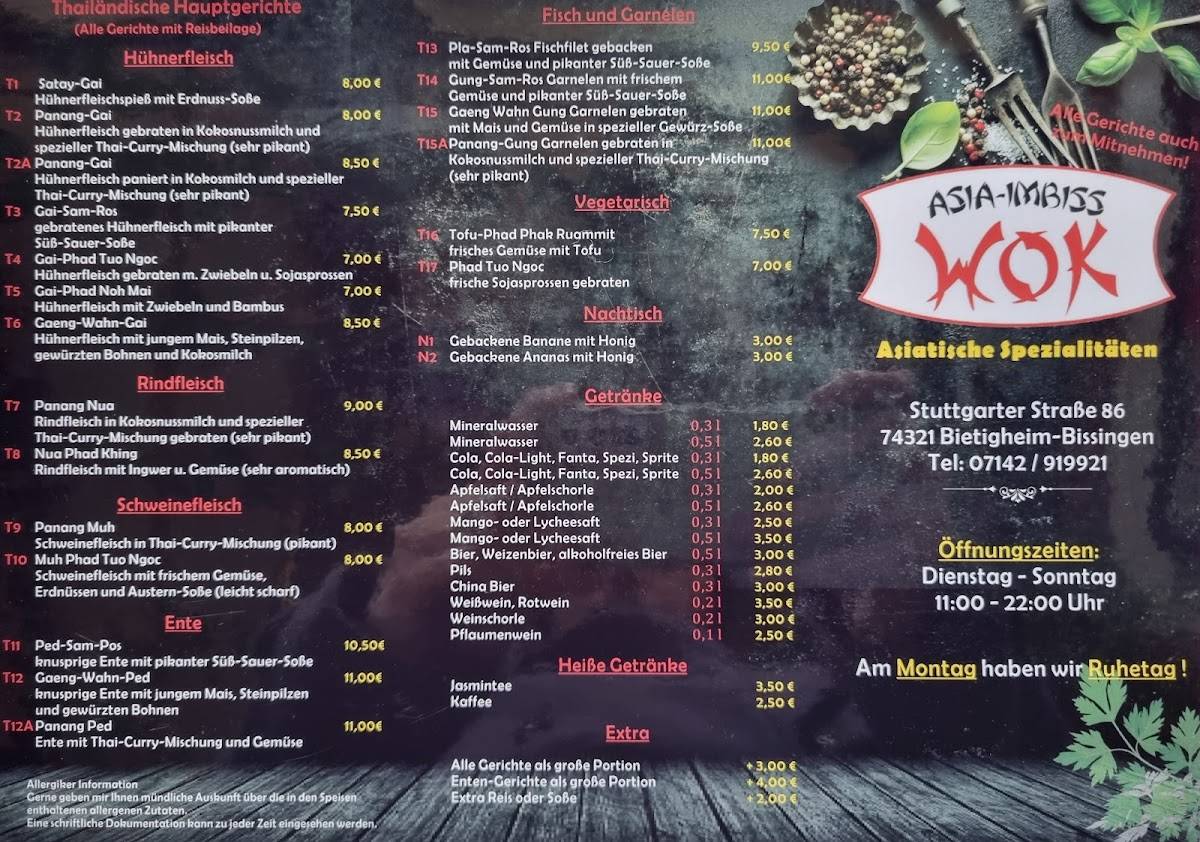 Speisekarte von Asia Wok restaurant, BietigheimBissingen