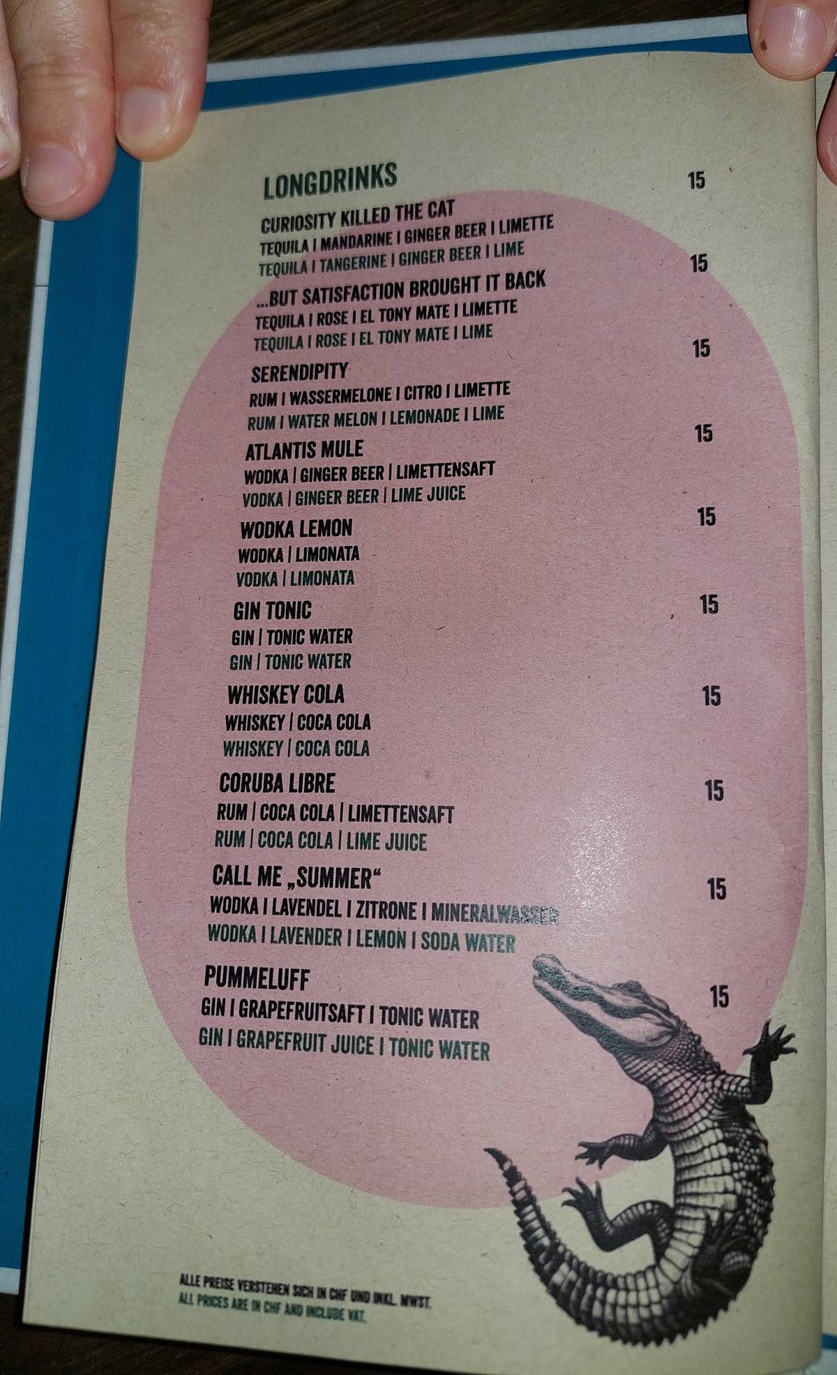Menu de Atlantis Basel