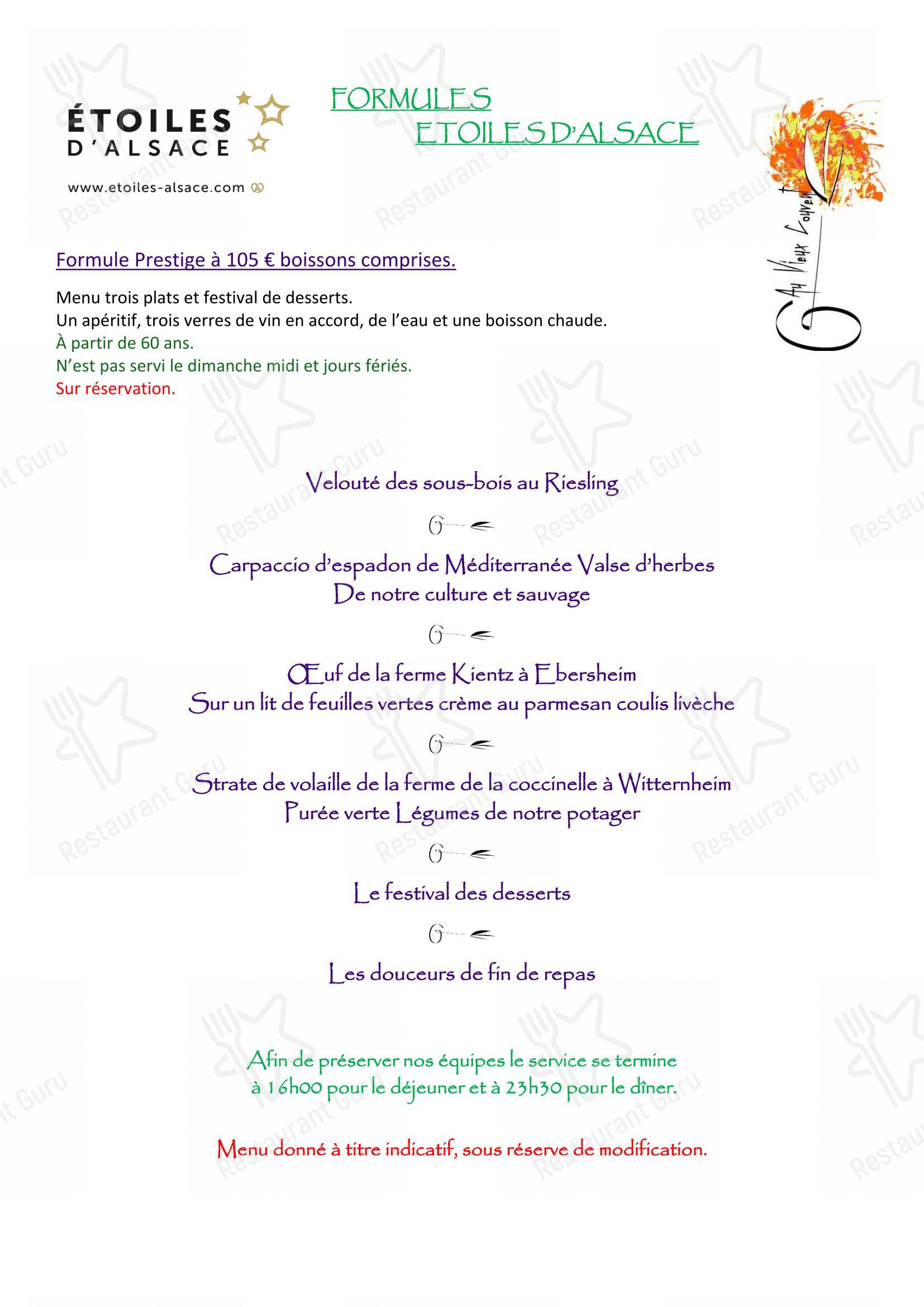 Menu pour Au Vieux Couvent - Детское