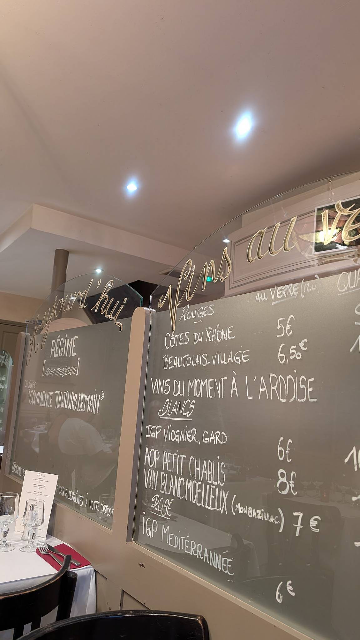 Menu de Aux Trois Maries