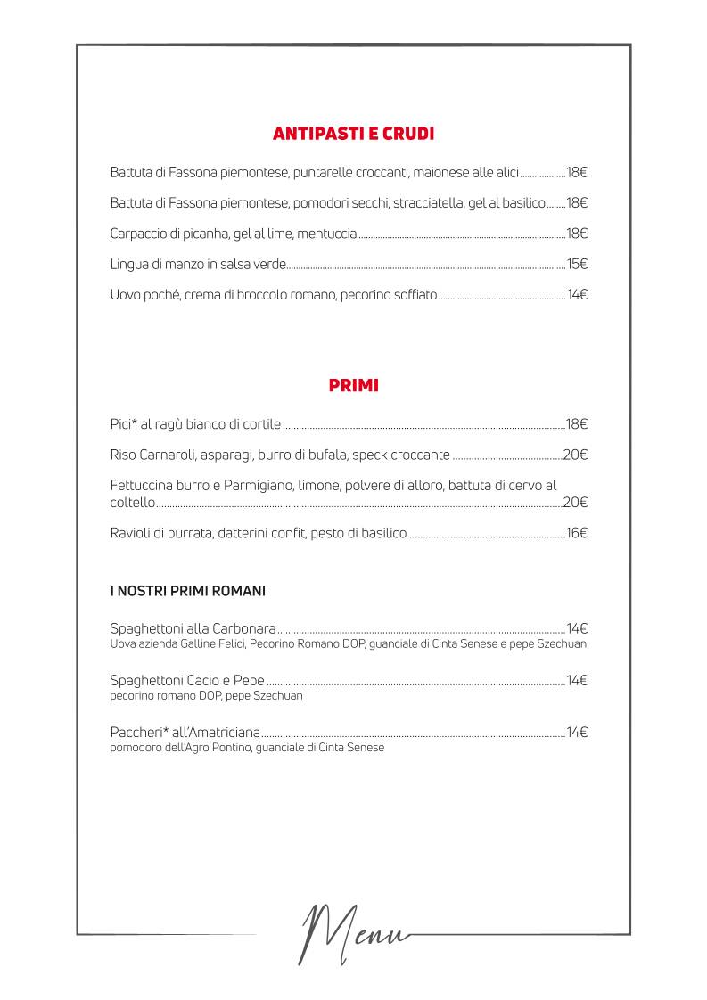 Menu di Aventina 