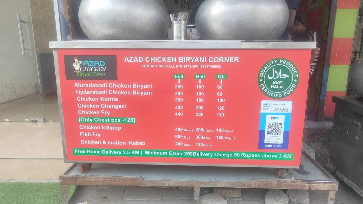 Azad Chicken Biryani Corner menu