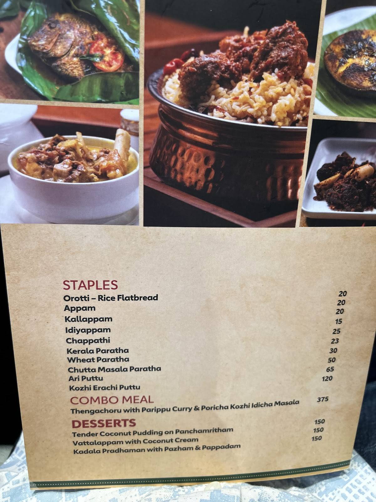 Azad Star at Vazhuthacaud menu