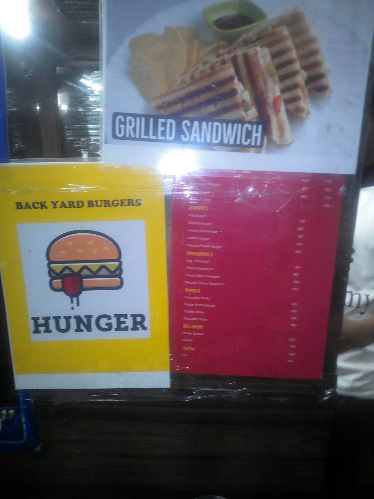 Backyard restaurant and cafe menu