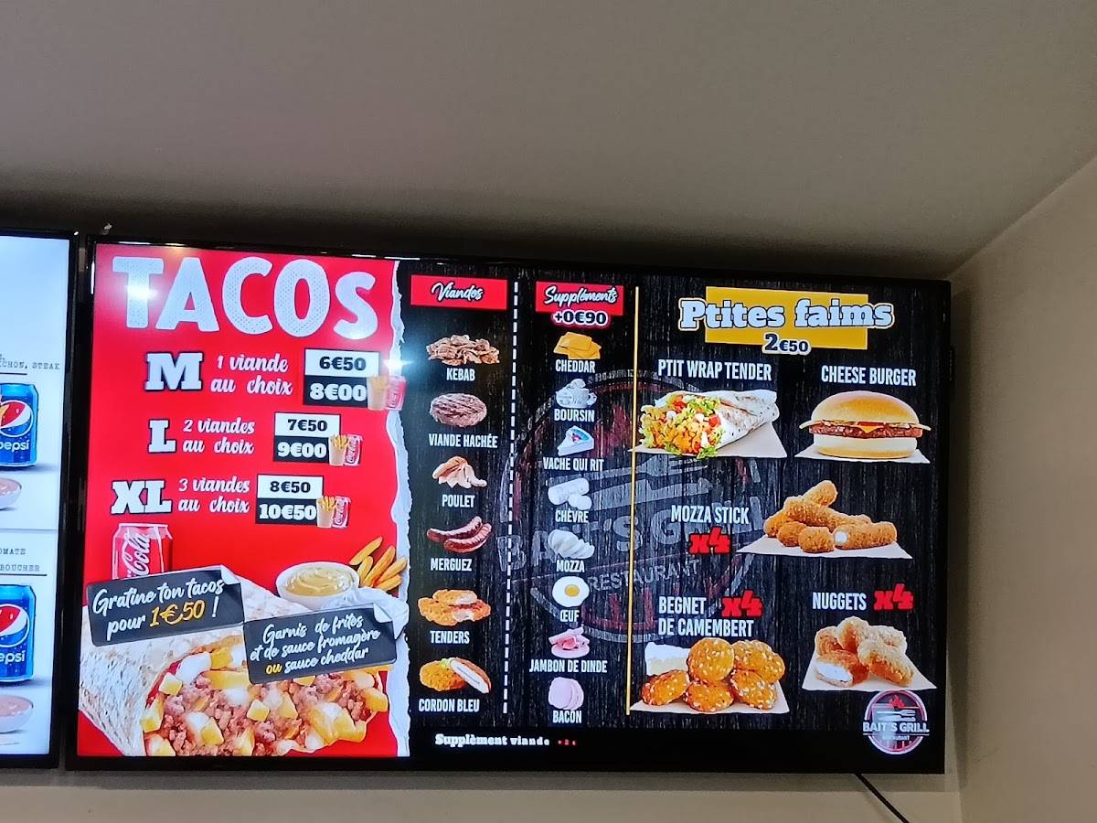 Menu de BAIT'S GRILL