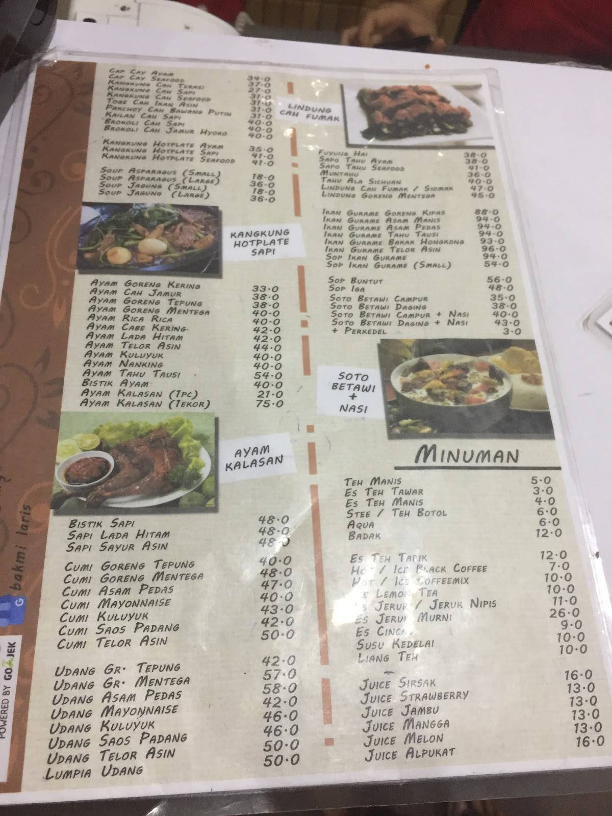 Menu at BAKMI LARIS GRAND WISATA restaurant, Bekasi Regency