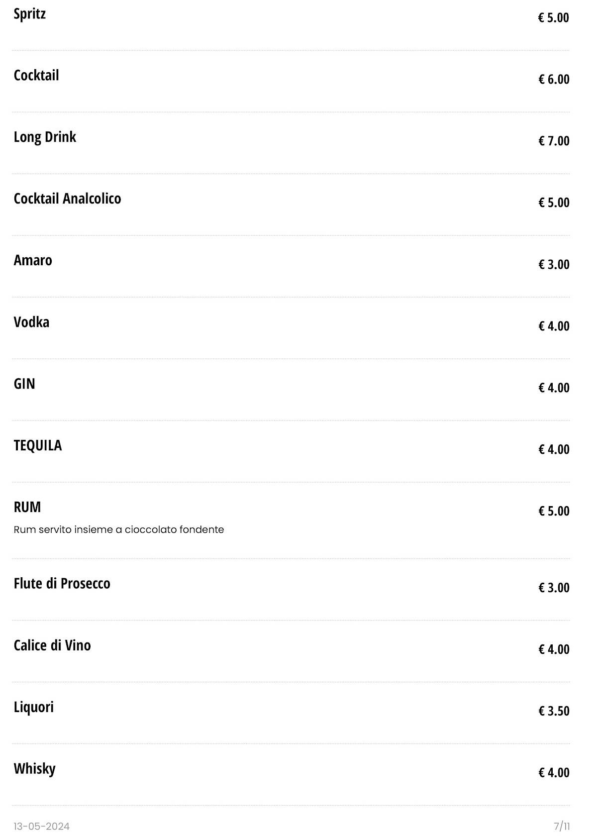 Menu di BAR ISOLA VERDE 