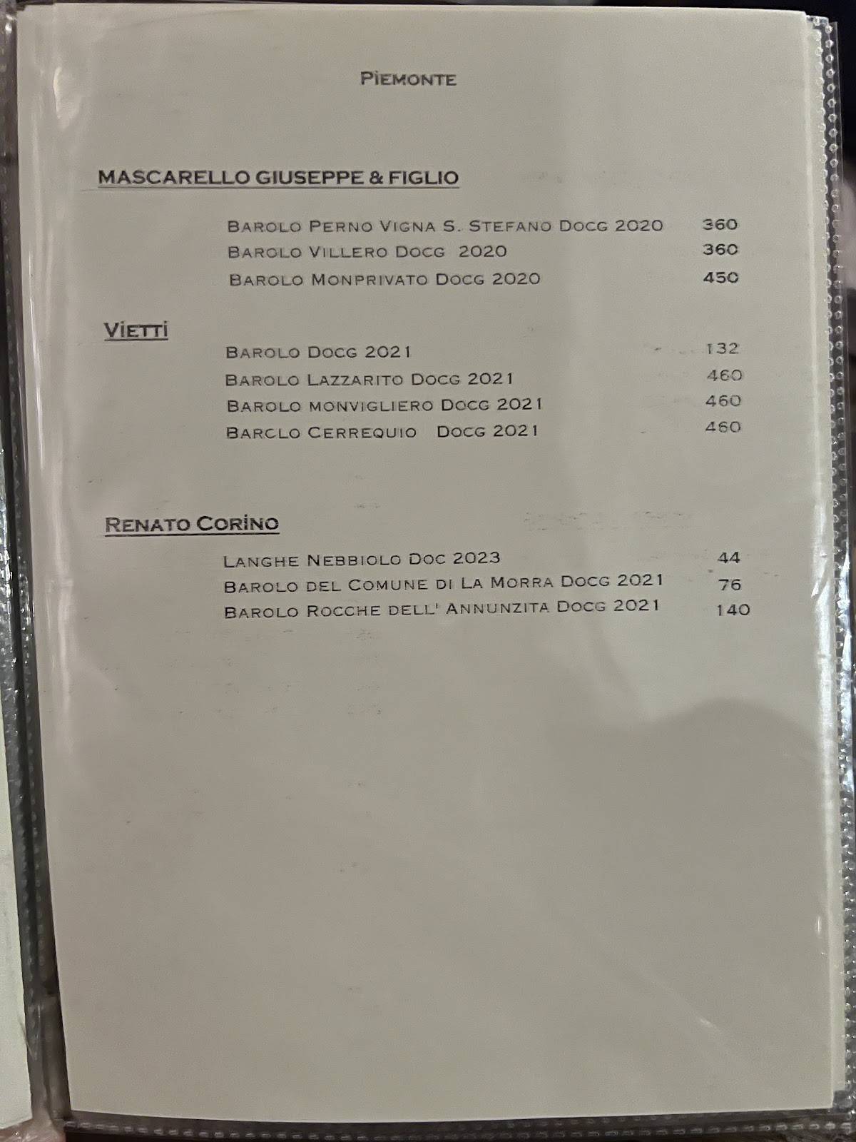 Menu di Al Grill 