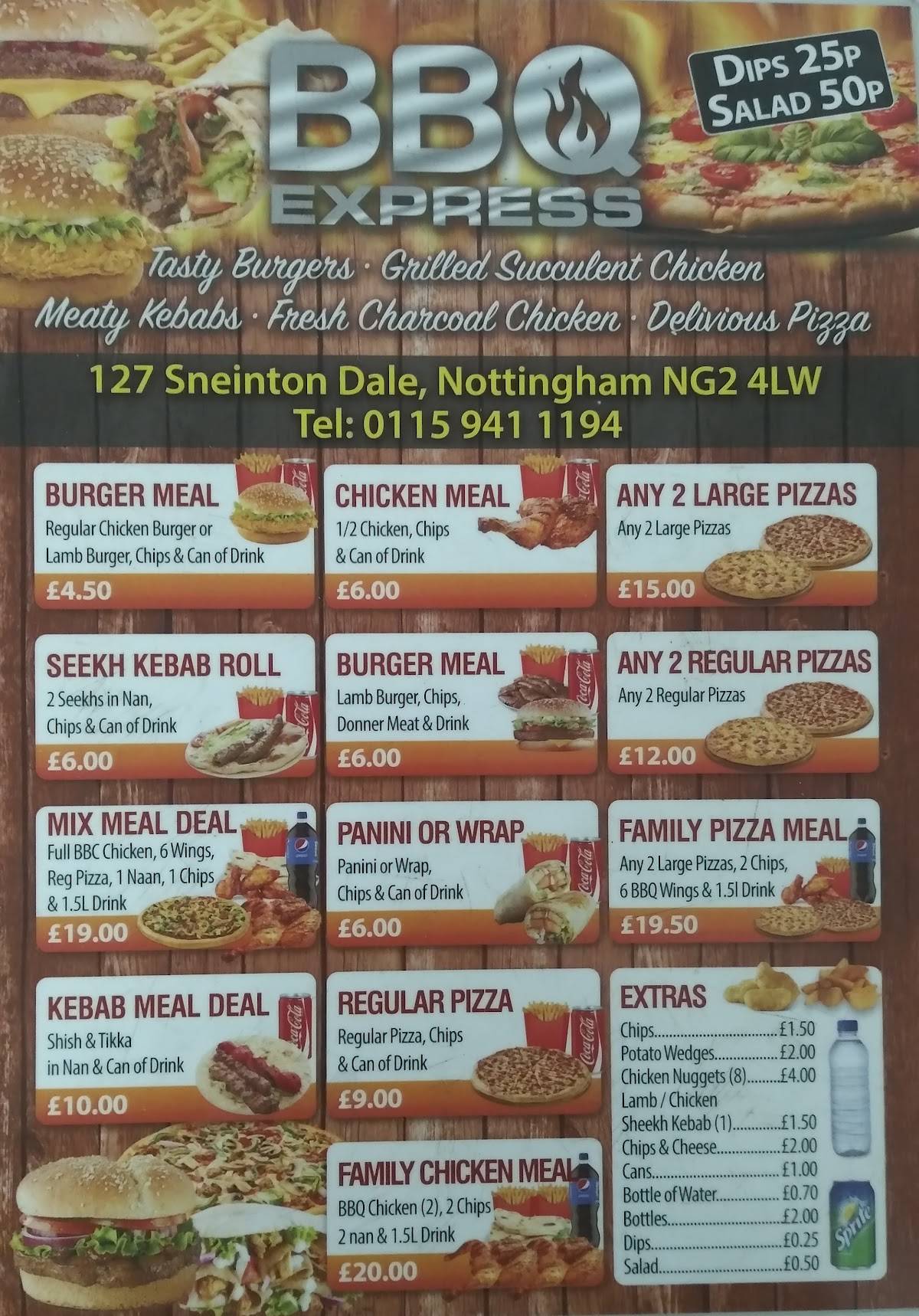 Menu at BBQ Express, Nottingham, 127 Sneinton Dl