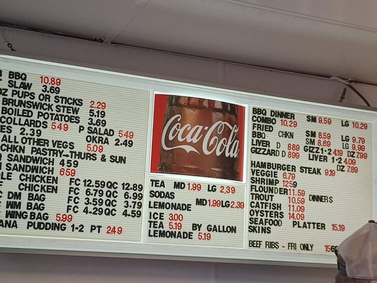 Menu at The Original Carolina Barbecue, Garner