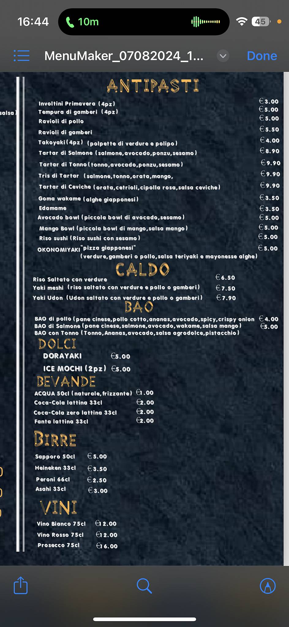 Menu di Largo camesena sushi e poke 
