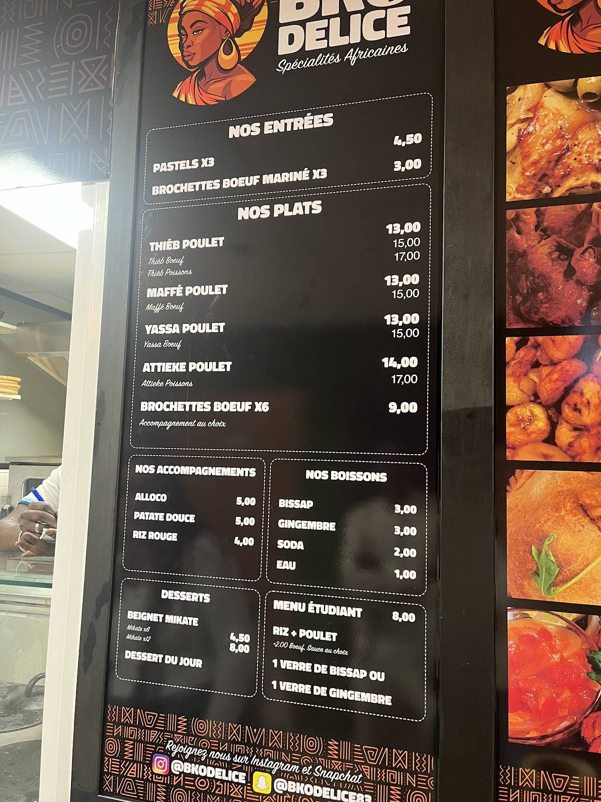 Menu de BKO Delice