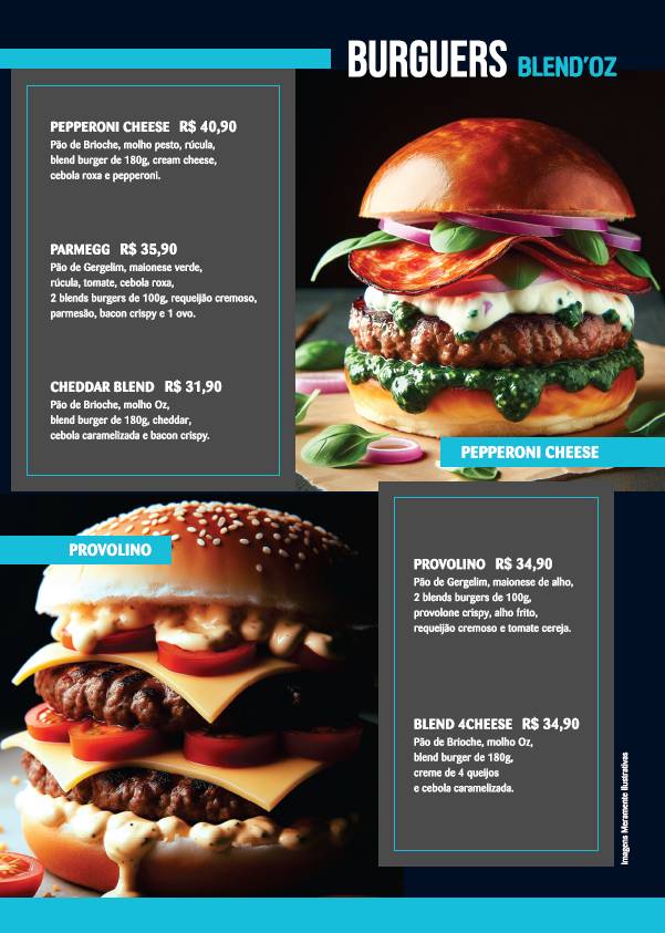 BLEND'OZ BURGUER cardápio