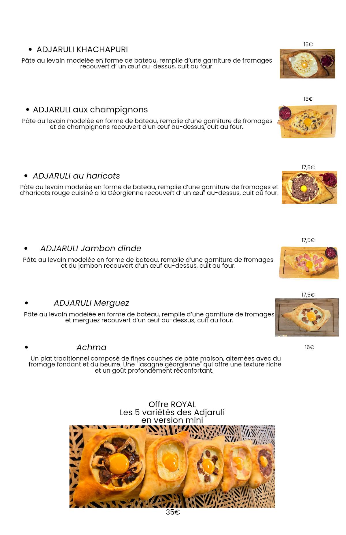 Menu de BOUBOU