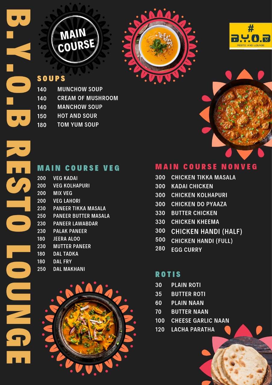 BYOB Resto menu