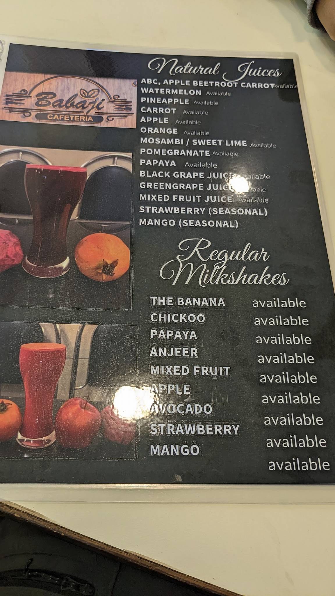 Babaji Cold Drinks menu