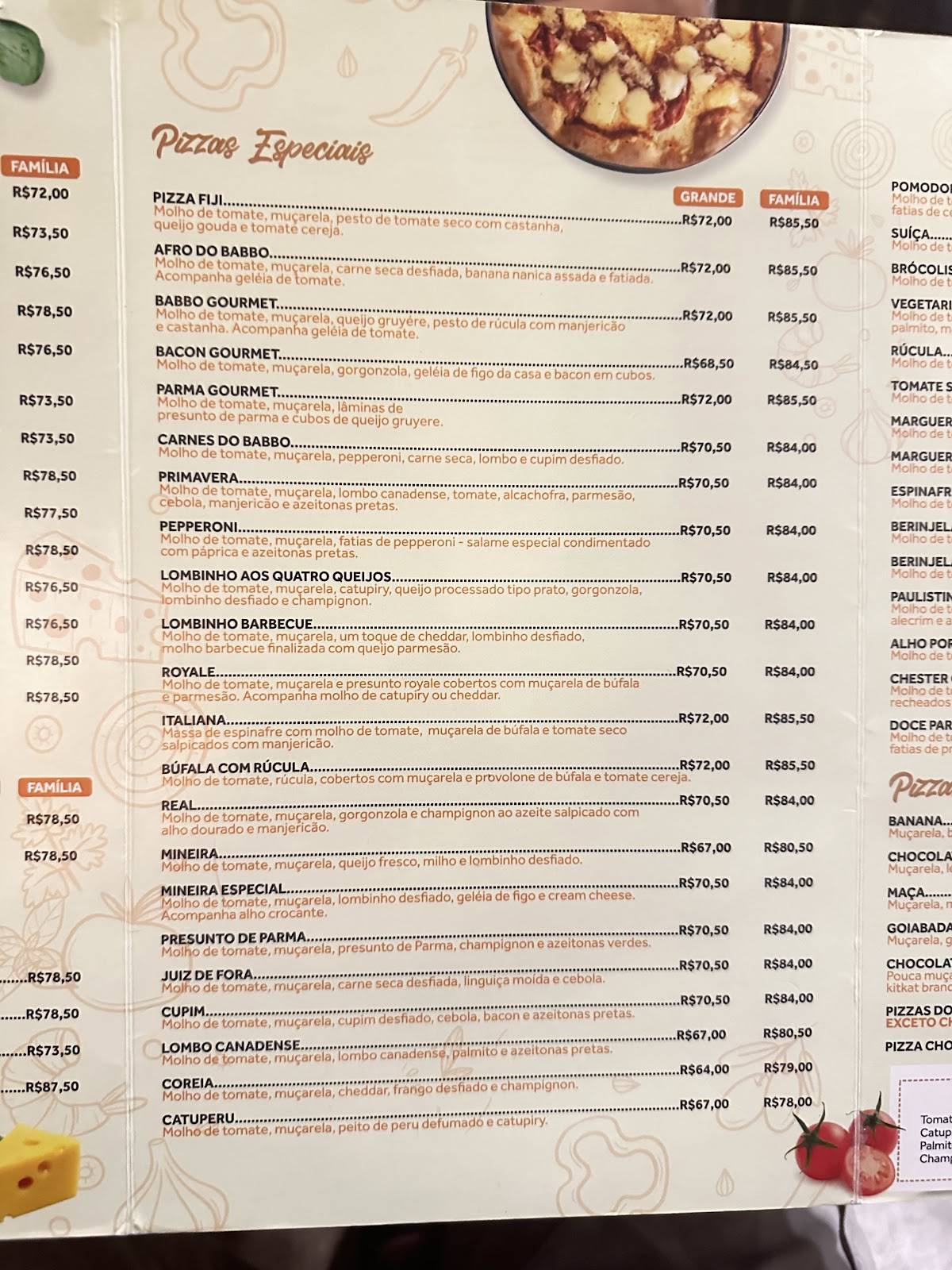 Babbo Giabba Pizzeria cardápio