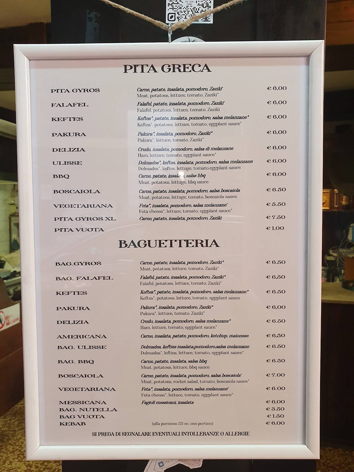 Menu di Babilonia Kebab 