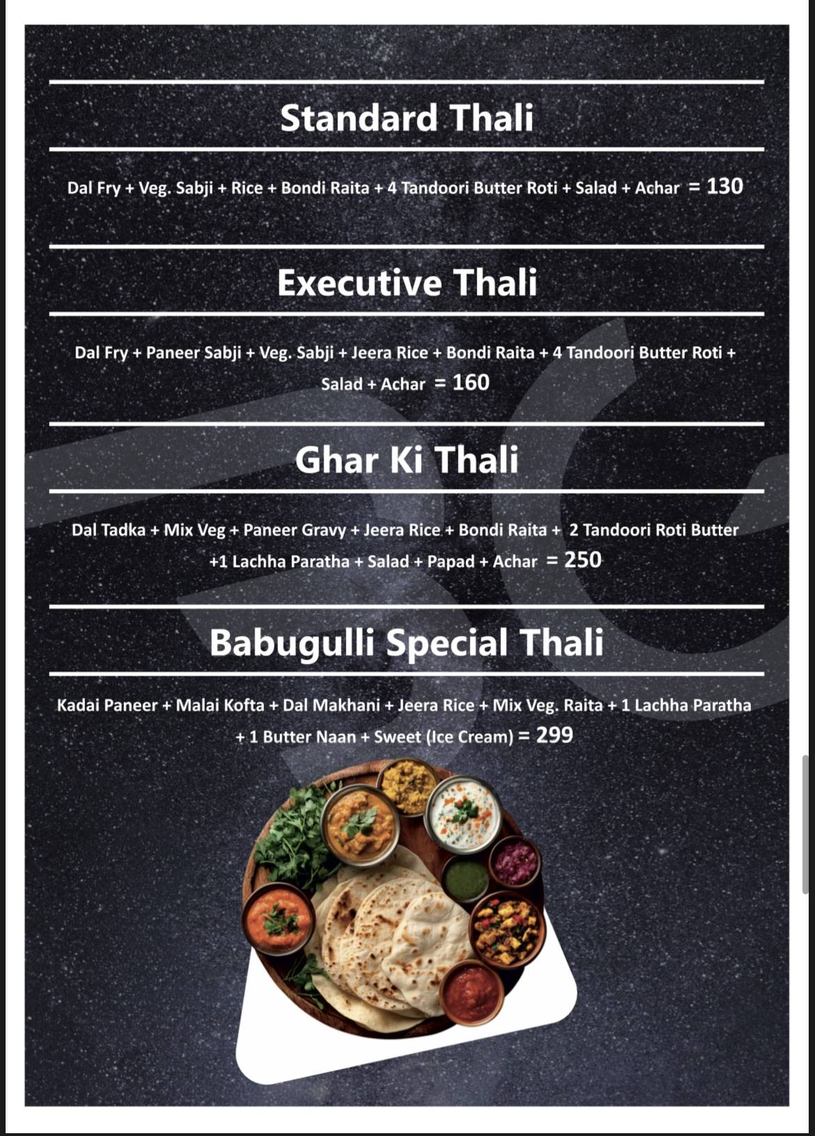 Babugulli Cafe & Restaurant Sodala Jaipur menu