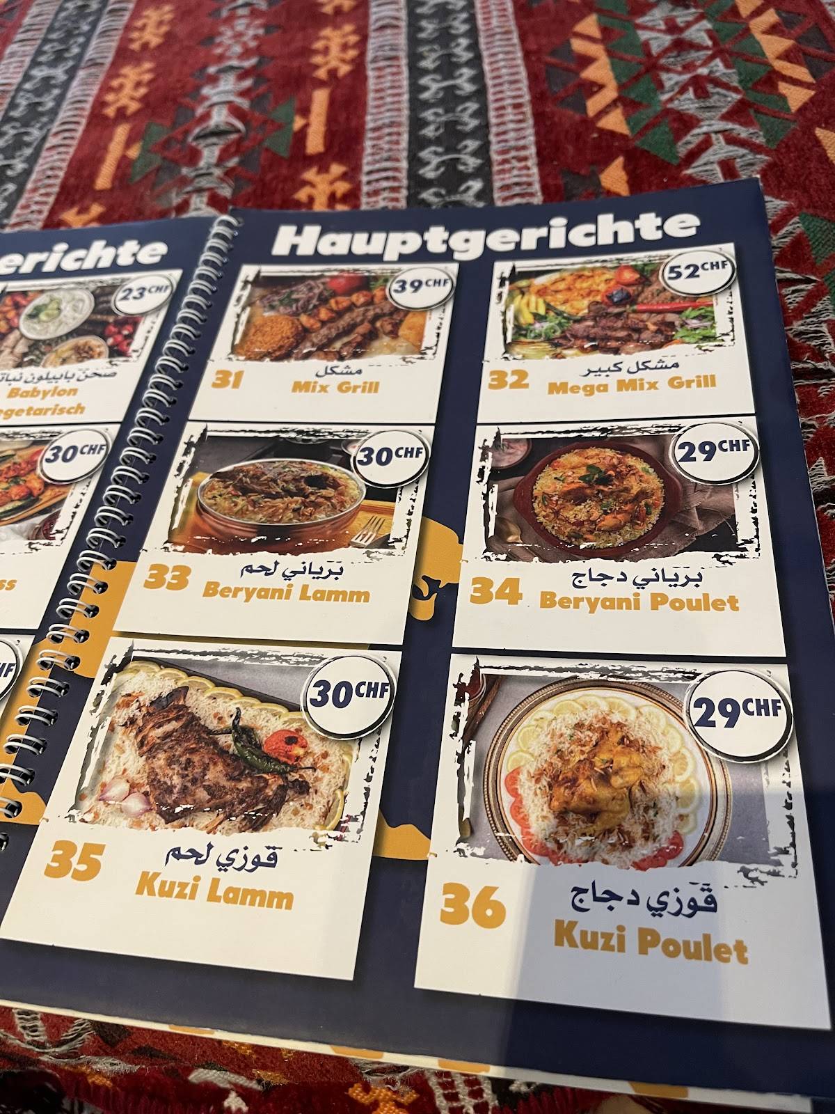 Menu di Babylon Restaurant 