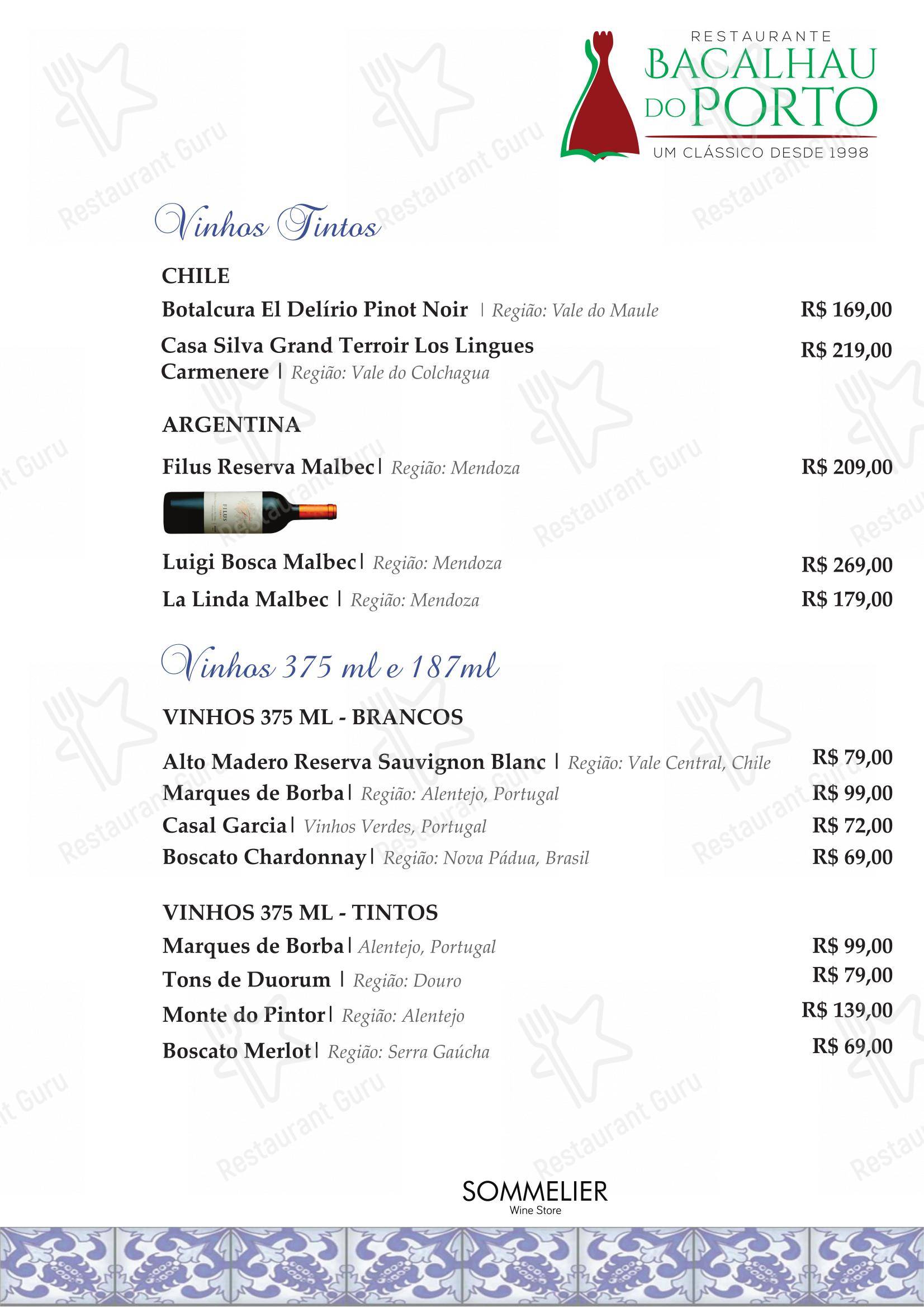 Bacalhau do Porto Restaurante Português em Porto Alegre - Menu bar