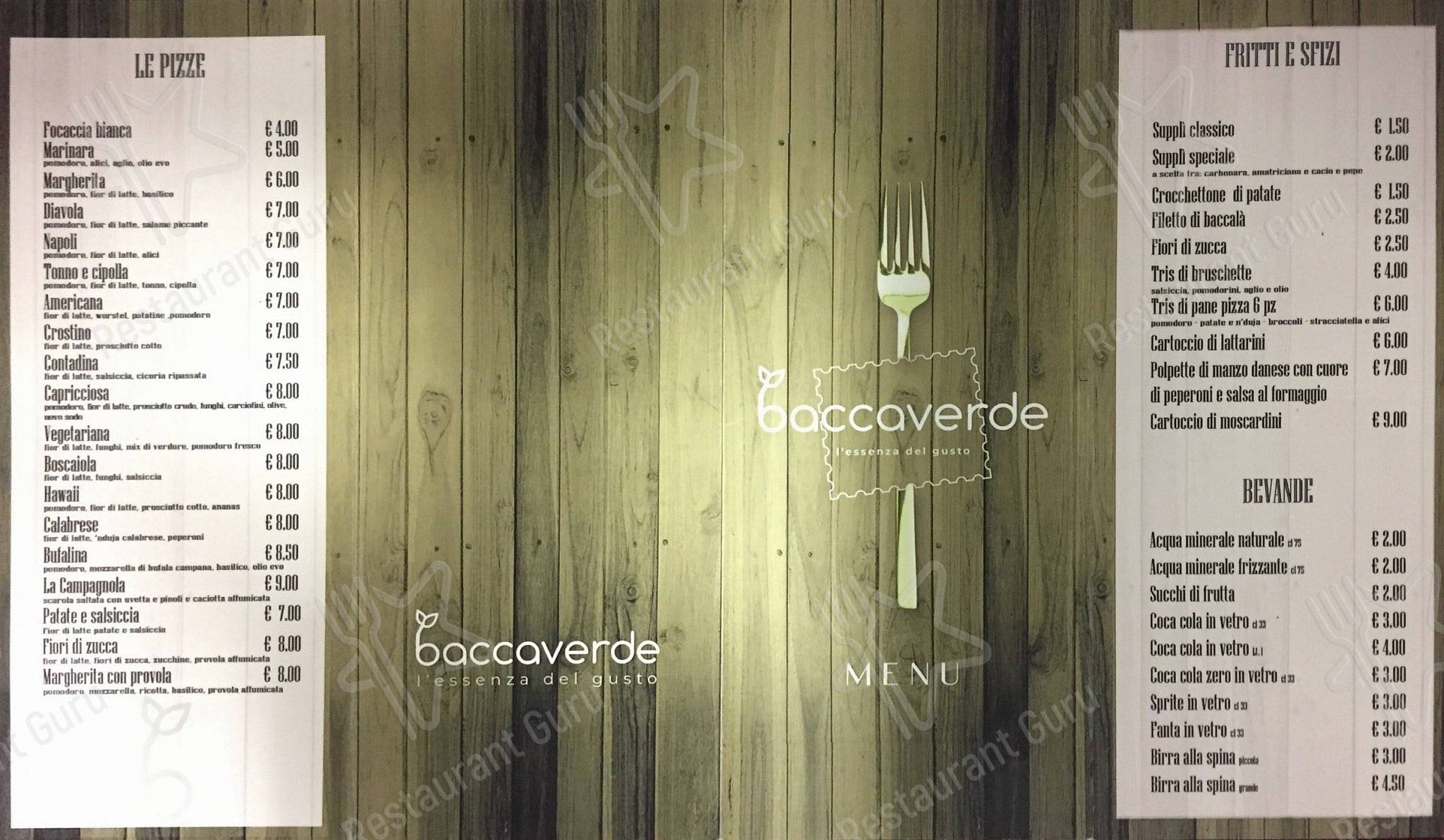 Menu per Corvo allegro pizzeria