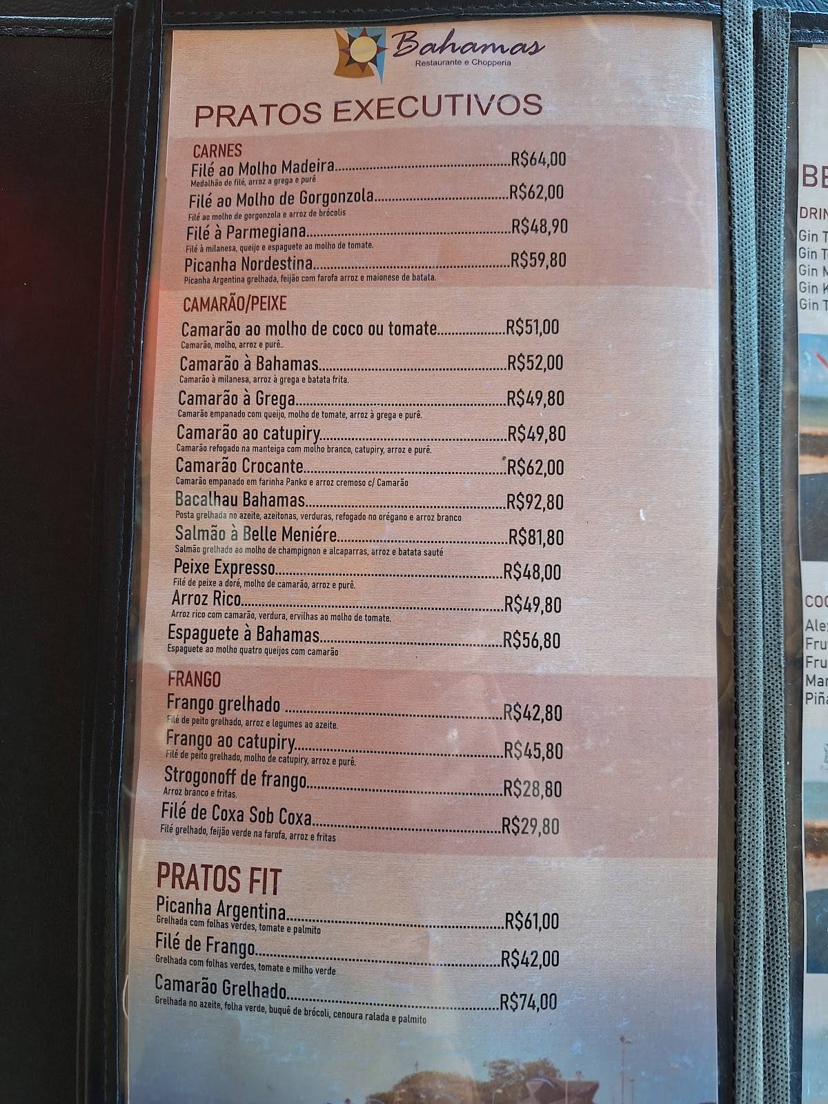 Bahamas cardápio
