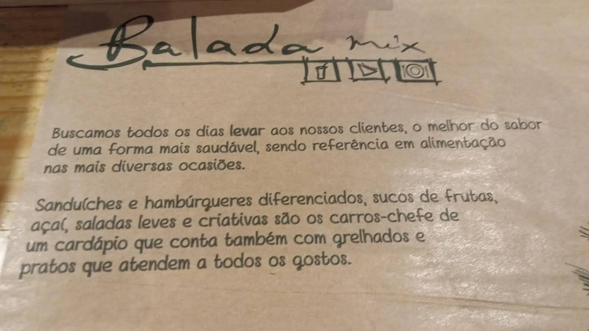Balada Mix Shopping Nova América cardápio