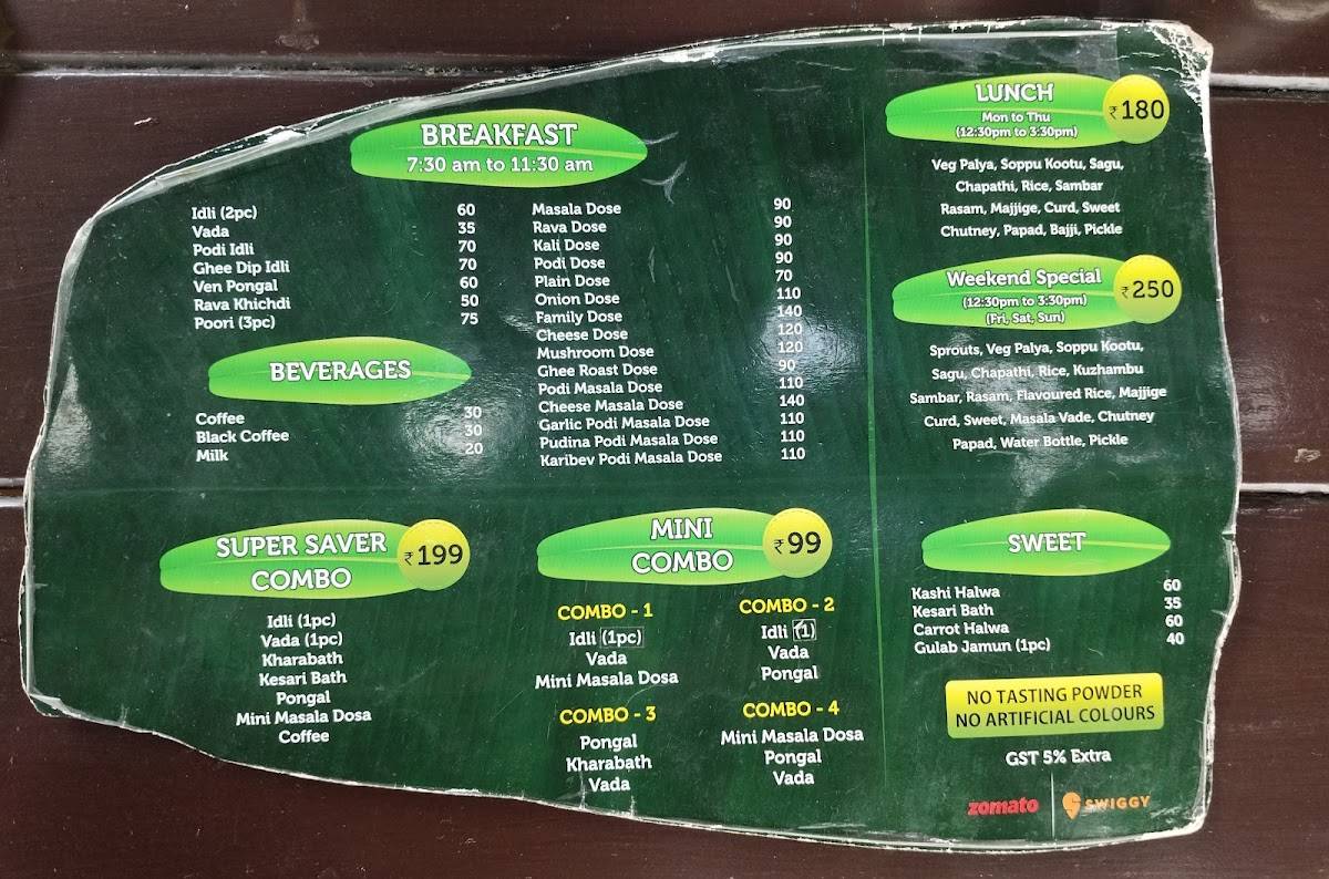 Banana Leaf Meal - Kidambi's Kitchen Authentic Plantain Leaf Meals South Indian Meals menu