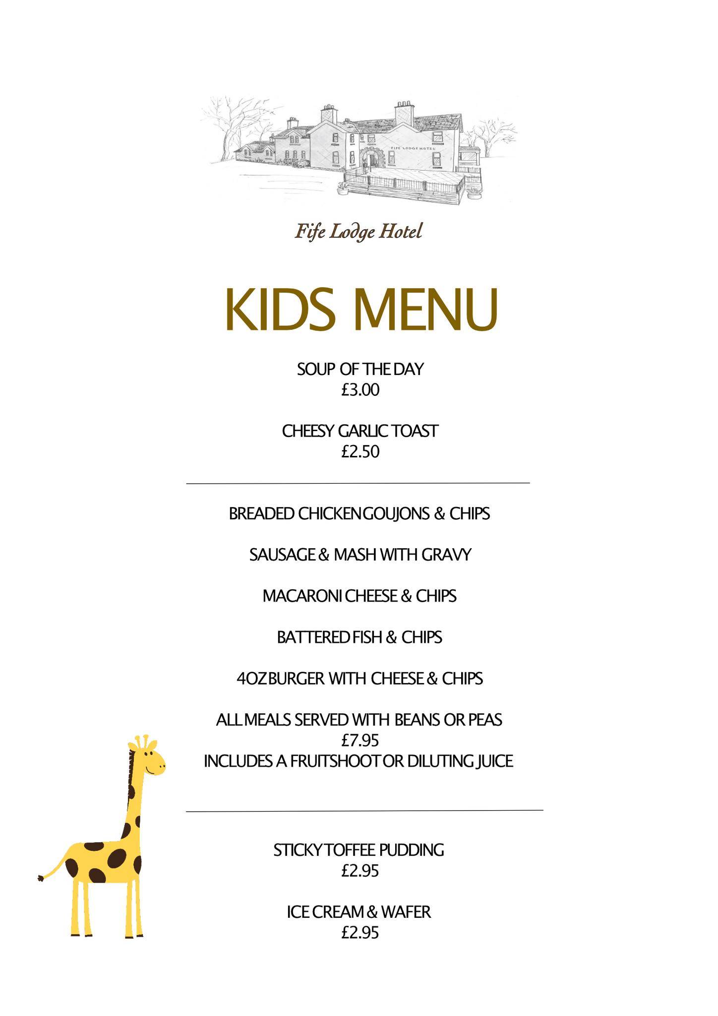 Menu at Fife Lodge Hotel pub & bar, Banff