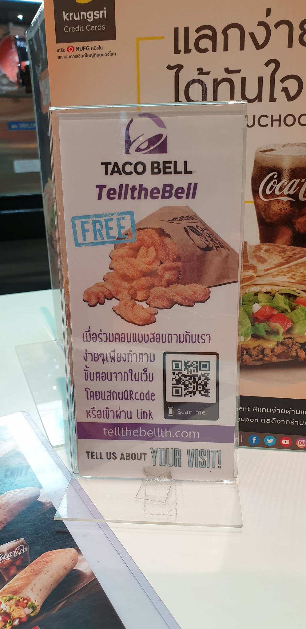 Menu at Taco Bell restaurant, Bangkok, Siam Paragon Shopping Center