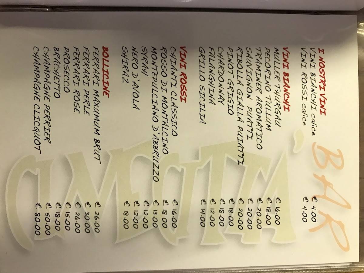 Menu di Bar Cinecittà 