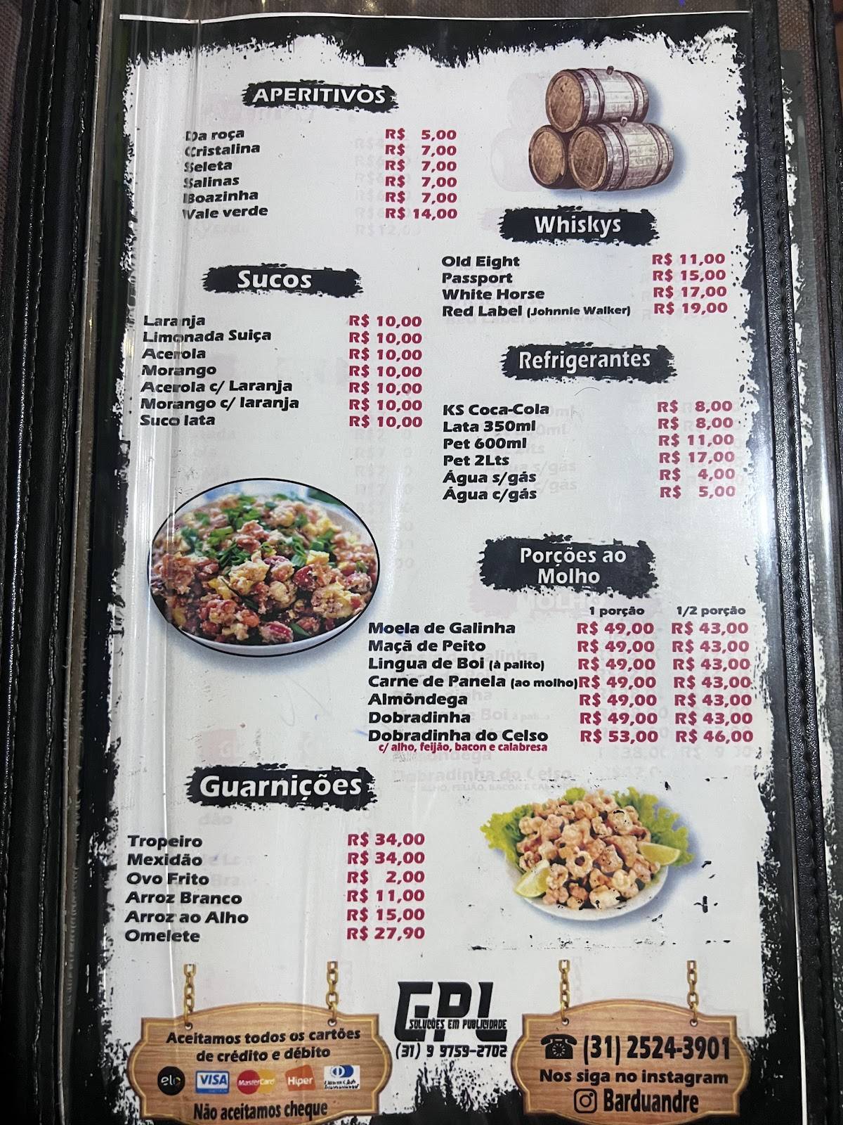 Bar Du André cardápio