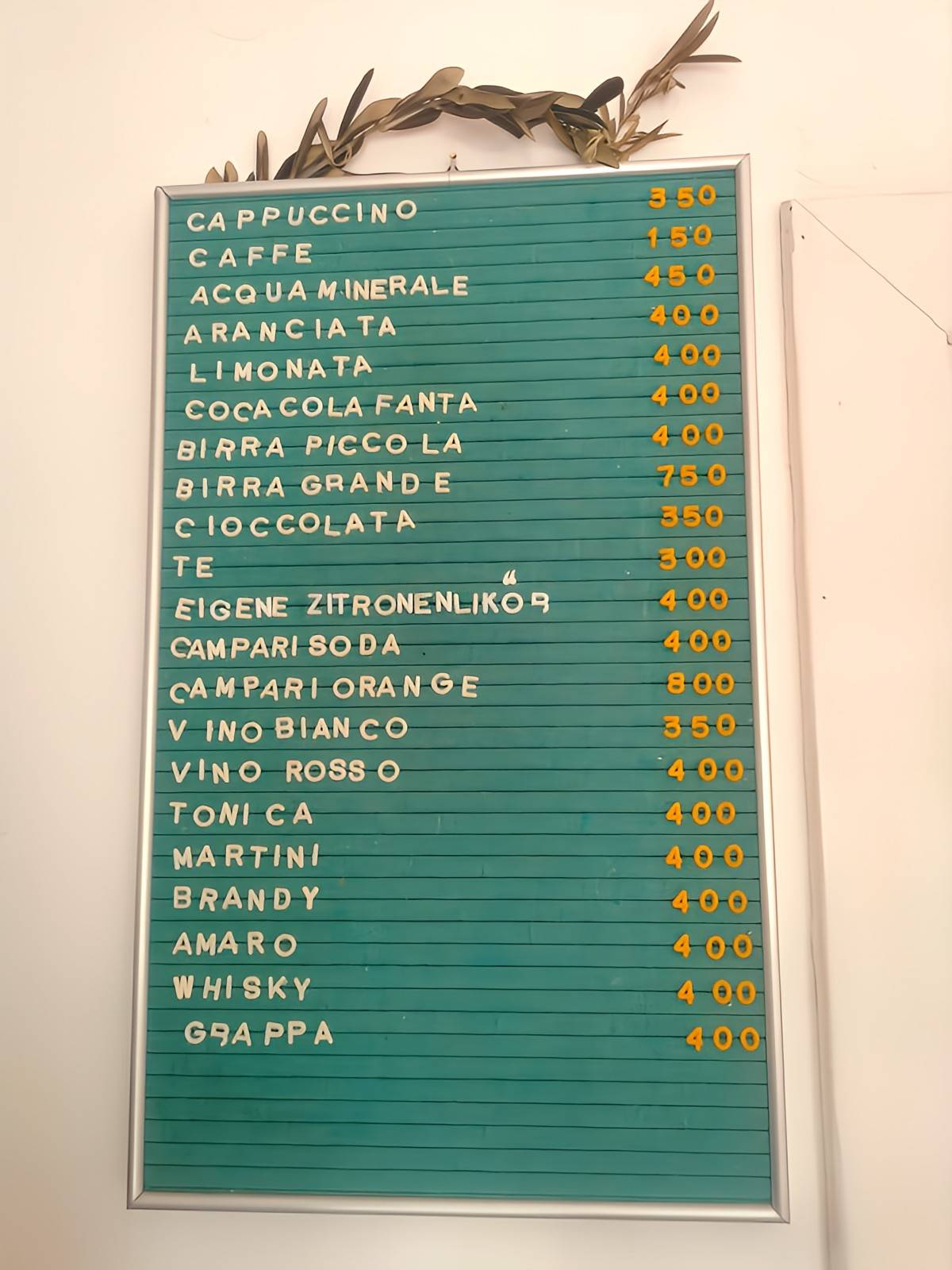Menu di Bar Faro 